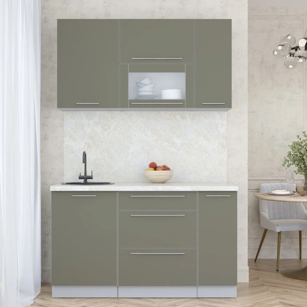 Изображение товара Кухонный гарнитур Интерлиния Мила Пластик 1.4 В (кварцевый/кварцевый/опал светлый)