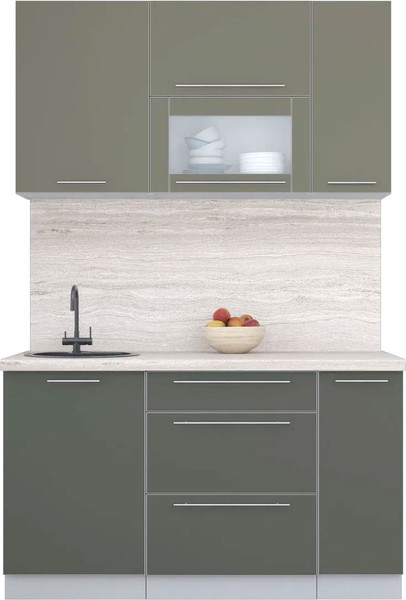 Изображение товара Кухонный гарнитур Интерлиния Мила Пластик 1.4 В (кварцевый/шторм/травертин серый)