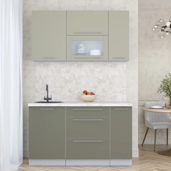 Изображение товара Кухонный гарнитур Интерлиния Мила Пластик 1.4 В (латте/кварцевый/опал светлый)