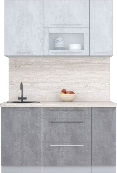 Изображение товара Кухонный гарнитур Интерлиния Мила Пластик 1.4 В (оксид светлый/оксид темный/травертин серый)