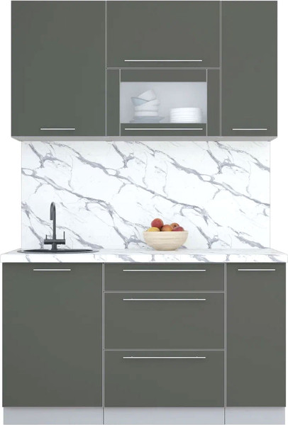Изображение товара Кухонный гарнитур Интерлиния Мила Пластик 1.4 В (шторм/шторм/белый гранит)