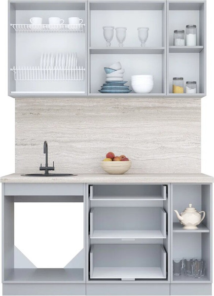 Изображение товара Кухонный гарнитур Interline Мила Пластик 1.5 В (арктический/арктический/белый гранит)