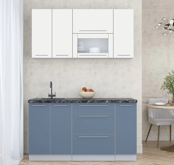 Изображение товара Кухонный гарнитур Interline Мила Пластик 1.5 В (зефирный/арктический/кастилло темный)