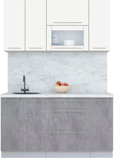 Изображение товара Кухонный гарнитур Interline Мила Пластик 1.5 В (зефирный/оксид темный/серый каспий)