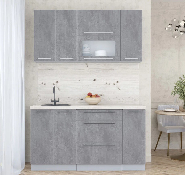 Изображение товара Кухонный гарнитур Interline Мила Пластик 1.5 В (оксид темный/оксид темный/бискайская сосна)