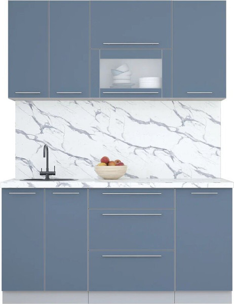 Изображение товара Кухонный гарнитур Интерлиния Мила Пластик 1.6 В (арктический/арктический/белый гранит)