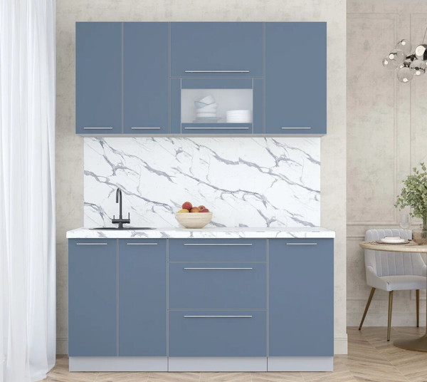 Изображение товара Кухонный гарнитур Интерлиния Мила Пластик 1.6 В (арктический/арктический/белый гранит)