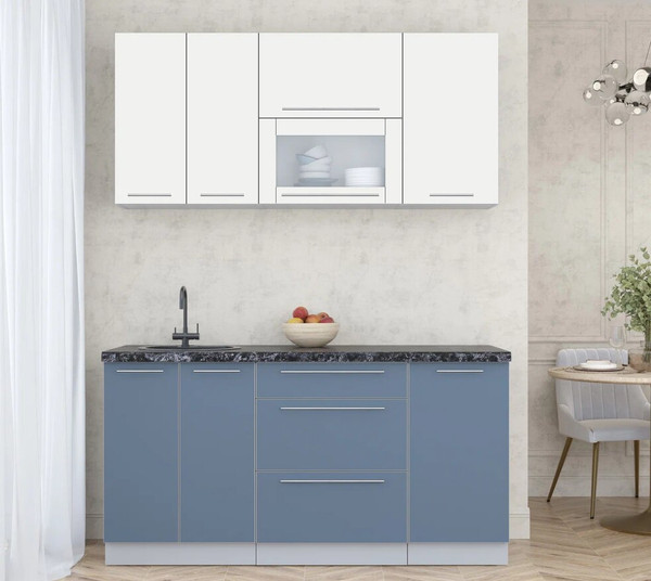 Изображение товара Кухонный гарнитур Интерлиния Мила Пластик 1.6 В (зефирный/арктический/кастилло темный)