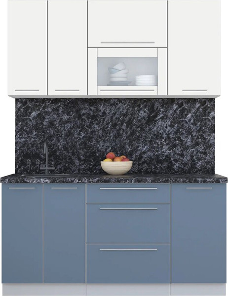 Изображение товара Кухонный гарнитур Интерлиния Мила Пластик 1.6 В (зефирный/арктический/кастилло темный)