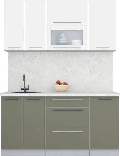 Изображение товара Кухонный гарнитур Интерлиния Мила Пластик 1.6 В (зефирный/кварцевый/опал светлый)