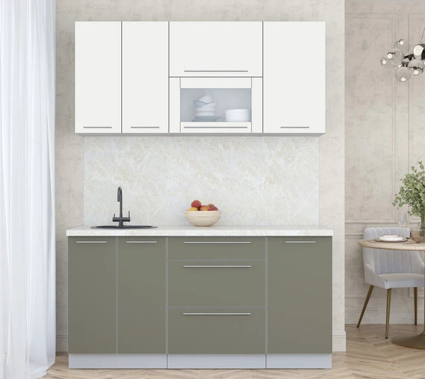 Изображение товара Кухонный гарнитур Интерлиния Мила Пластик 1.6 В (зефирный/кварцевый/опал светлый)