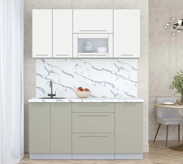 Изображение товара Кухонный гарнитур Интерлиния Мила Пластик 1.6 В (зефирный/латте/белый гранит)