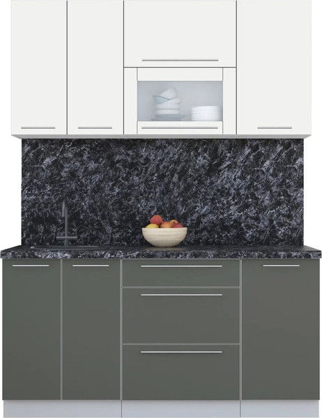 Изображение товара Кухонный гарнитур Интерлиния Мила Пластик 1.6 В (зефирный/шторм/кастилло темный)