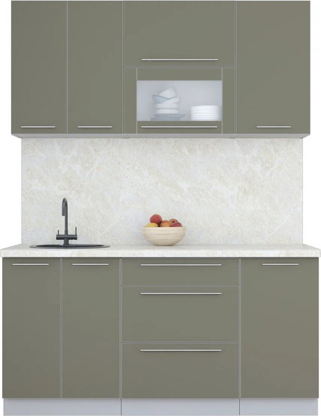 Изображение товара Кухонный гарнитур Интерлиния Мила Пластик 1.6 В (кварцевый/кварцевый/опал светлый)