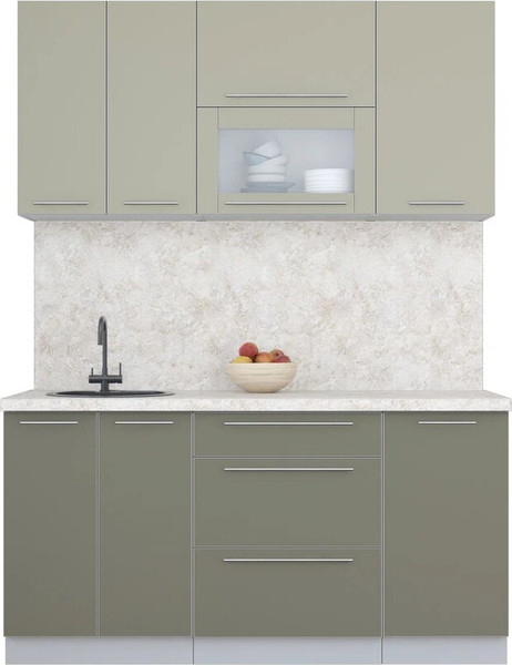 Изображение товара Кухонный гарнитур Интерлиния Мила Пластик 1.6 В (латте/кварцевый/опал светлый)