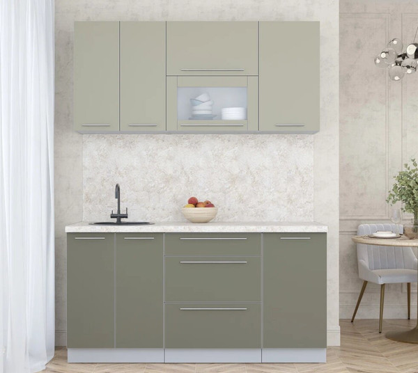 Изображение товара Кухонный гарнитур Интерлиния Мила Пластик 1.6 В (латте/кварцевый/опал светлый)