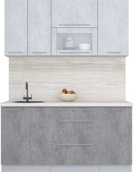 Изображение товара Кухонный гарнитур Интерлиния Мила Пластик 1.6 В (оксид светлый/оксид темный/травертин серый)