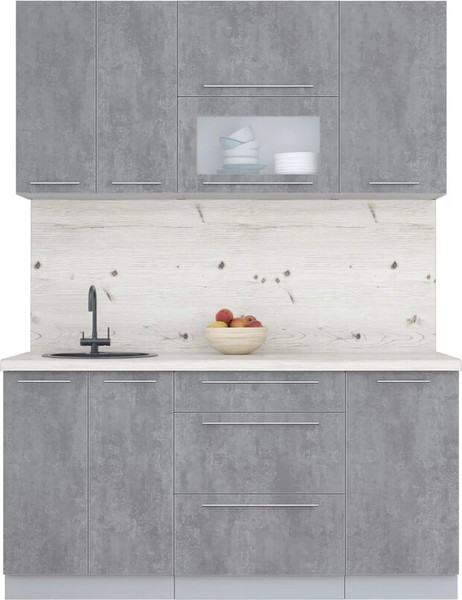 Изображение товара Кухонный гарнитур Интерлиния Мила Пластик 1.6 В (оксид темный/оксид темный/бискайская сосна)