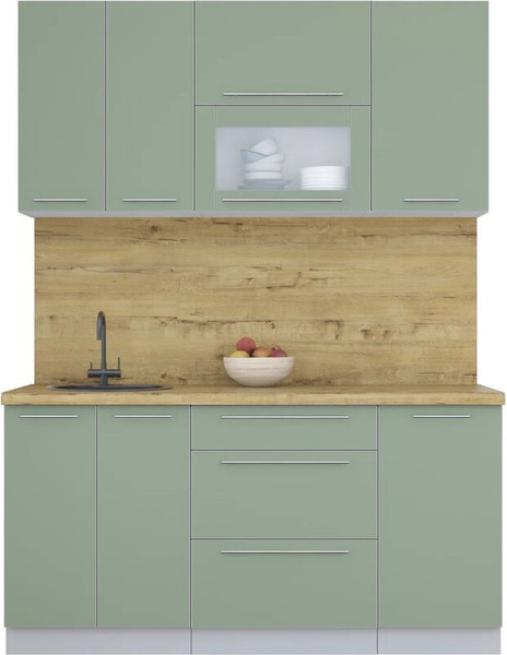 Изображение товара Кухонный гарнитур Интерлиния Мила Пластик 1.6 В (полынь/полынь/дуб бунратти)
