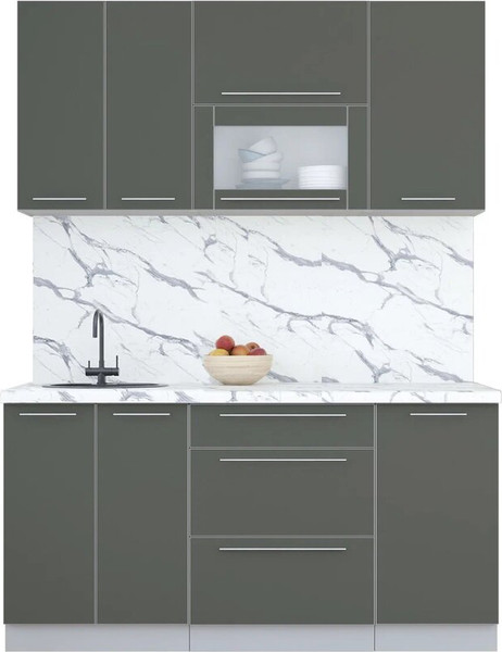 Изображение товара Кухонный гарнитур Интерлиния Мила Пластик 1.6 В (шторм/шторм/белый гранит)