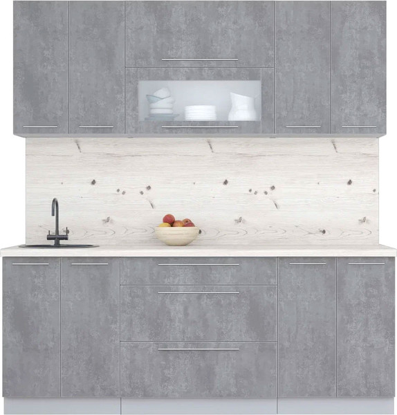 Изображение товара Кухонный гарнитур Интерлиния Мила Пластик 2.0 В (оксид темный/оксид темный/бискайская сосна)