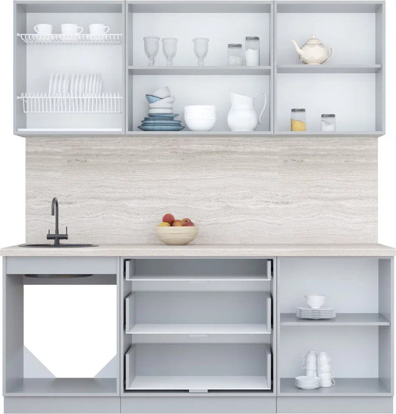 Изображение товара Кухонный гарнитур Интерлиния Мила Пластик 2.0 В (оксид темный/оксид темный/бискайская сосна)