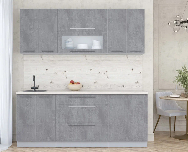 Изображение товара Кухонный гарнитур Интерлиния Мила Пластик 2.0 В (оксид темный/оксид темный/бискайская сосна)