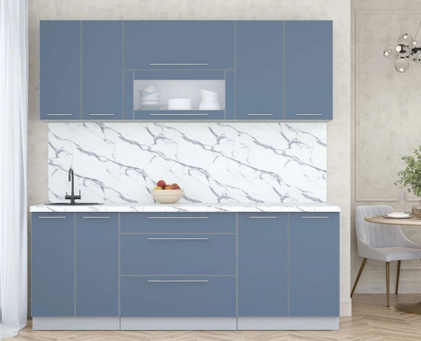 Изображение товара Кухонный гарнитур Интерлиния Мила Пластик 2.1 В (арктический/арктический/белый гранит)