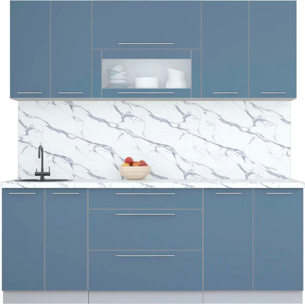 Изображение товара Кухонный гарнитур Интерлиния Мила Пластик 2.1 В (арктический/арктический/белый гранит)