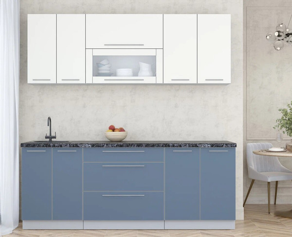 Изображение товара Кухонный гарнитур Интерлиния Мила Пластик 2.1 В (зефирный/арктический/кастилло темный)