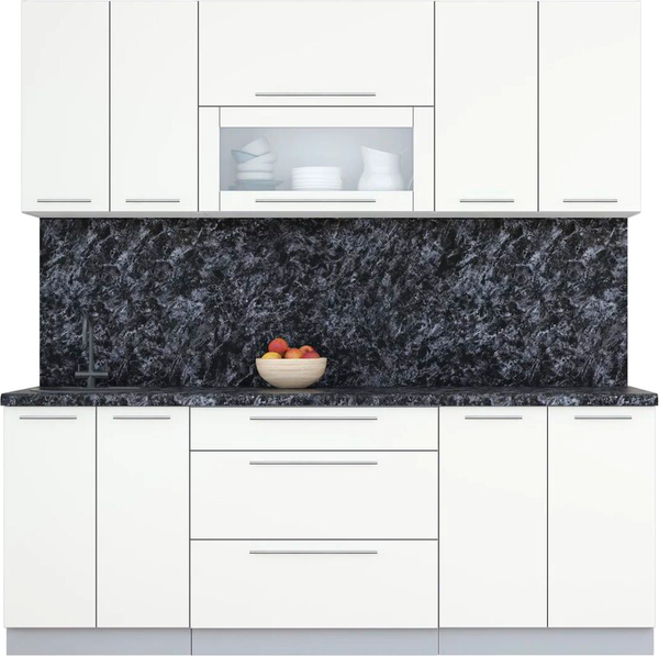 Изображение товара Кухонный гарнитур Интерлиния Мила Пластик 2.1 В (зефирный/зефирный/кастилло темный)