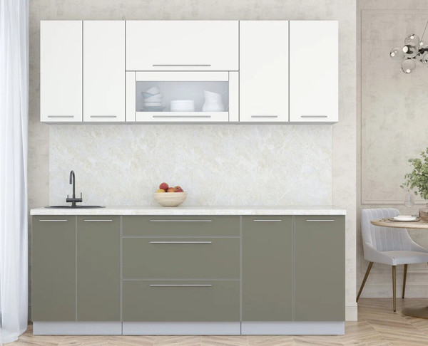 Изображение товара Кухонный гарнитур Интерлиния Мила Пластик 2.1 В (зефирный/кварцевый/опал светлый)