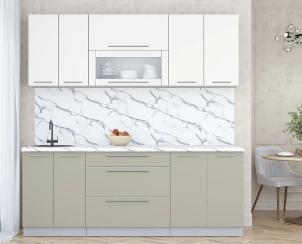 Изображение товара Кухонный гарнитур Интерлиния Мила Пластик 2.1 В (зефирный/латте/белый гранит)