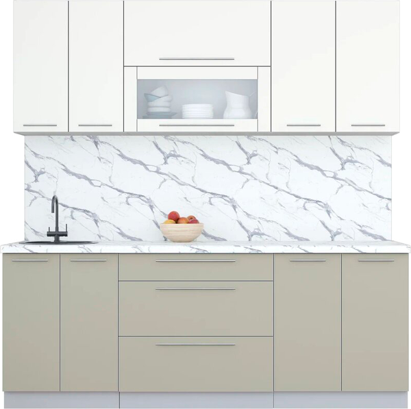 Изображение товара Кухонный гарнитур Интерлиния Мила Пластик 2.1 В (зефирный/латте/белый гранит)