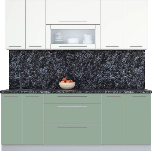 Изображение товара Кухонный гарнитур Интерлиния Мила Пластик 2.1 В (зефирный/полынь/кастилло темный)