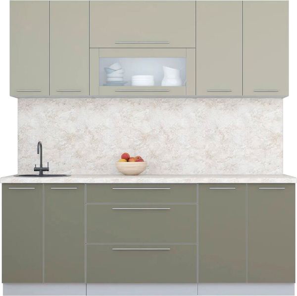 Изображение товара Кухонный гарнитур Интерлиния Мила Пластик 2.1 В (латте/кварцевый/опал светлый)