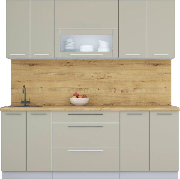 Изображение товара Кухонный гарнитур Интерлиния Мила Пластик 2.1 В (латте/латте/дуб бунратти)