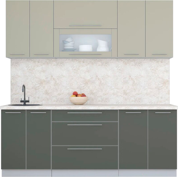 Изображение товара Кухонный гарнитур Интерлиния Мила Пластик 2.1 В (латте/шторм/опал светлый)