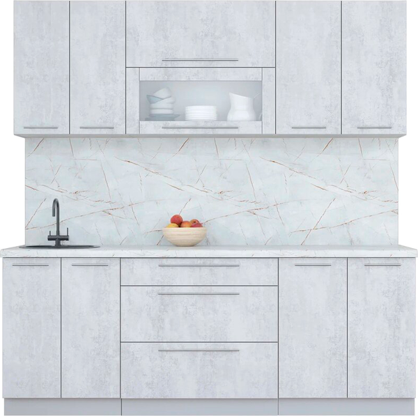 Изображение товара Кухонный гарнитур Интерлиния Мила Пластик 2.1 В (оксид светлый/оксид светлый/серый каспий)