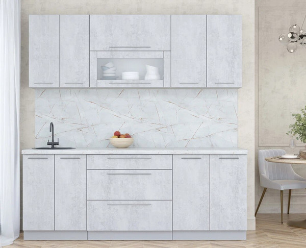 Изображение товара Кухонный гарнитур Интерлиния Мила Пластик 2.1 В (оксид светлый/оксид светлый/серый каспий)