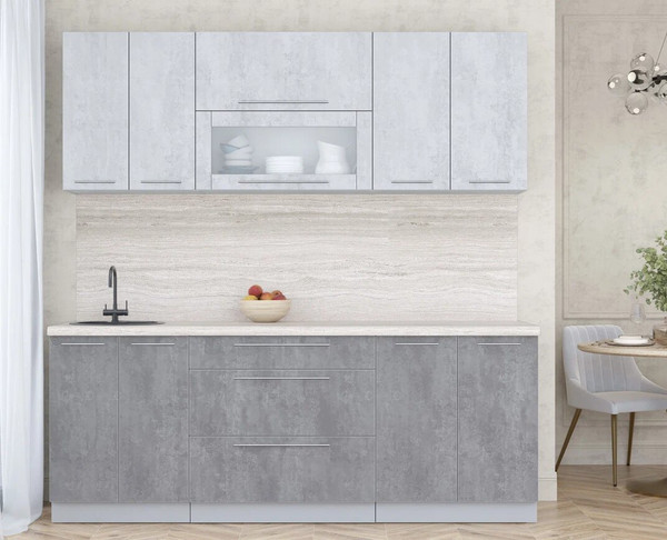 Изображение товара Кухонный гарнитур Интерлиния Мила Пластик 2.1 В (оксид светлый/оксид темный/травертин серый)