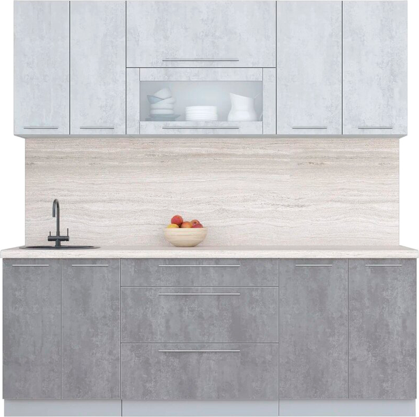 Изображение товара Кухонный гарнитур Интерлиния Мила Пластик 2.1 В (оксид светлый/оксид темный/травертин серый)