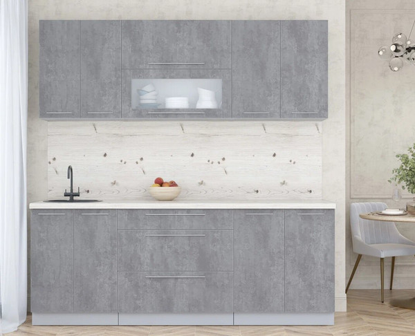 Изображение товара Кухонный гарнитур Интерлиния Мила Пластик 2.1 В (оксид темный/оксид темный/бискайская сосна)