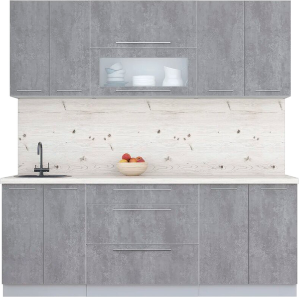 Изображение товара Кухонный гарнитур Интерлиния Мила Пластик 2.1 В (оксид темный/оксид темный/бискайская сосна)