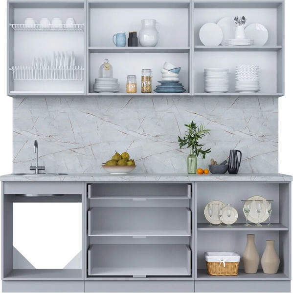 Изображение товара Кухонный гарнитур Интерлиния Мила Пластик 2.1 В (оксид темный/оксид темный/бискайская сосна)