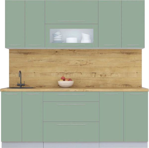 Изображение товара Кухонный гарнитур Интерлиния Мила Пластик 2.1 В (полынь/полынь/дуб бунратти)