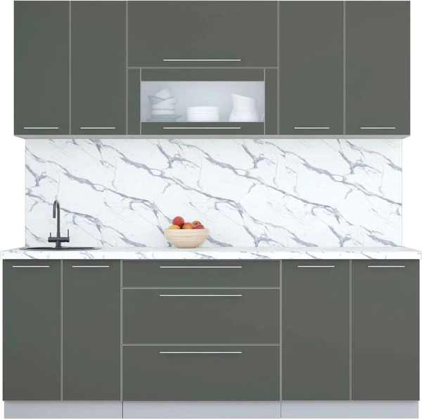 Изображение товара Кухонный гарнитур Интерлиния Мила Пластик 2.1 В (шторм/шторм/белый гранит)