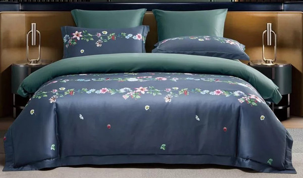 Изображение товара Комплект постельного белья Arya Diamond Сатин 2сп / 8680943247056 (графит/темно-зеленый)