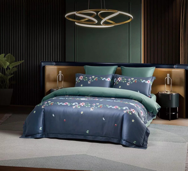 Изображение товара Комплект постельного белья Arya Diamond Сатин 2сп / 8680943247056 (графит/темно-зеленый)