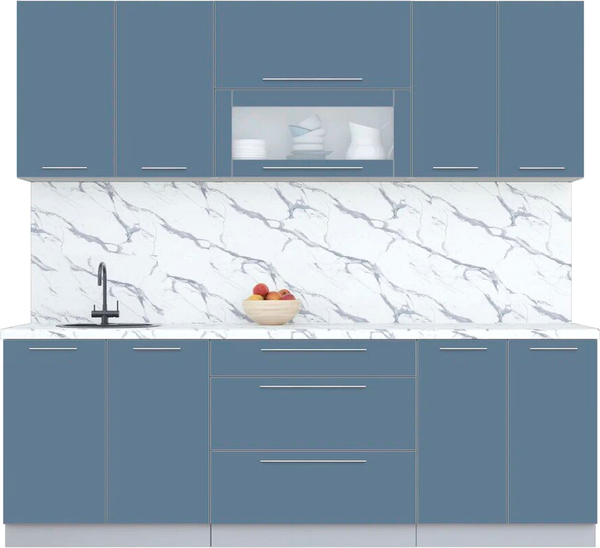 Изображение товара Кухонный гарнитур Интерлиния Мила Пластик 2.3 В (арктический/арктический/белый гранит)